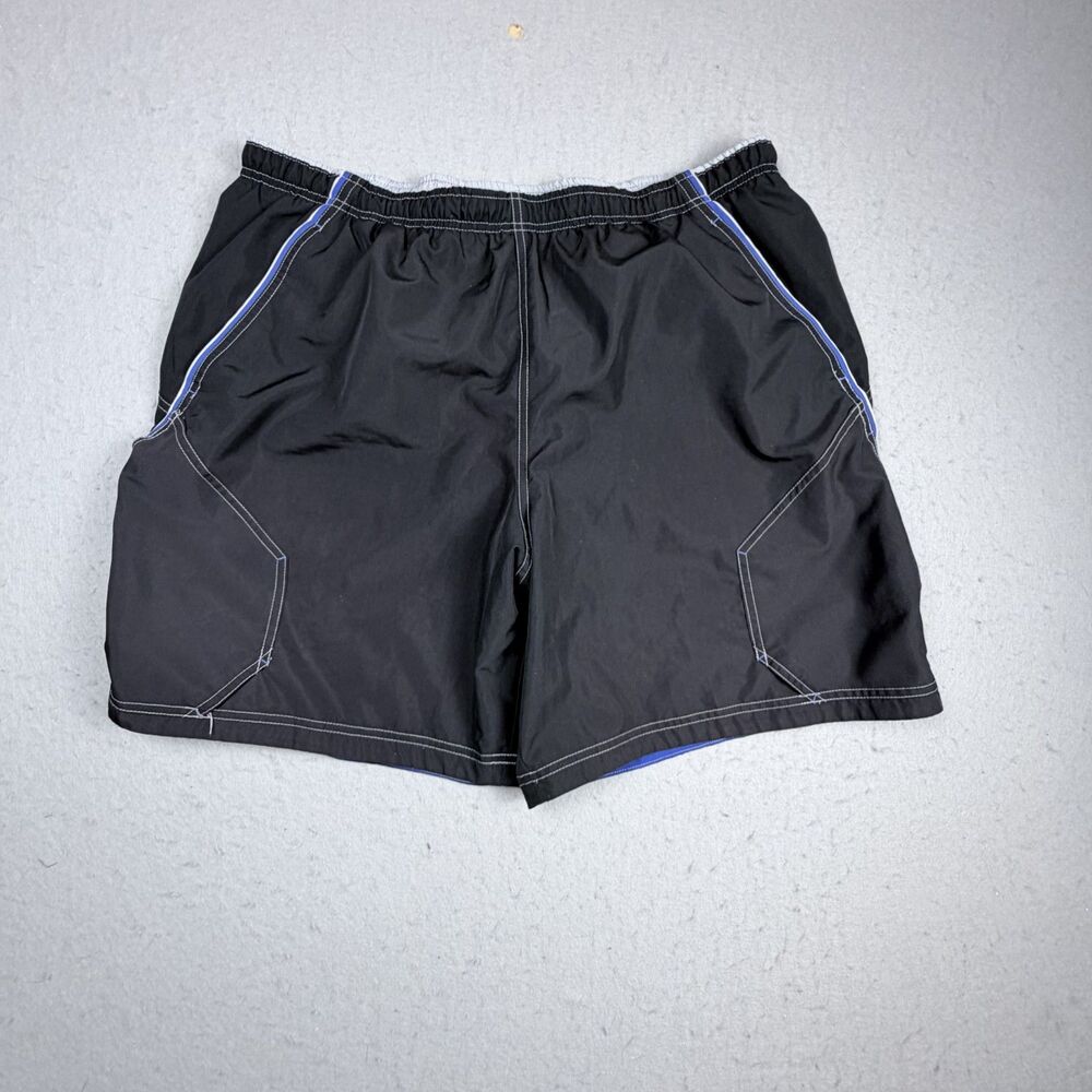 Speedo Men Swim Trunks Pockets Shorts Black Blue Lined Large Swimming Lake